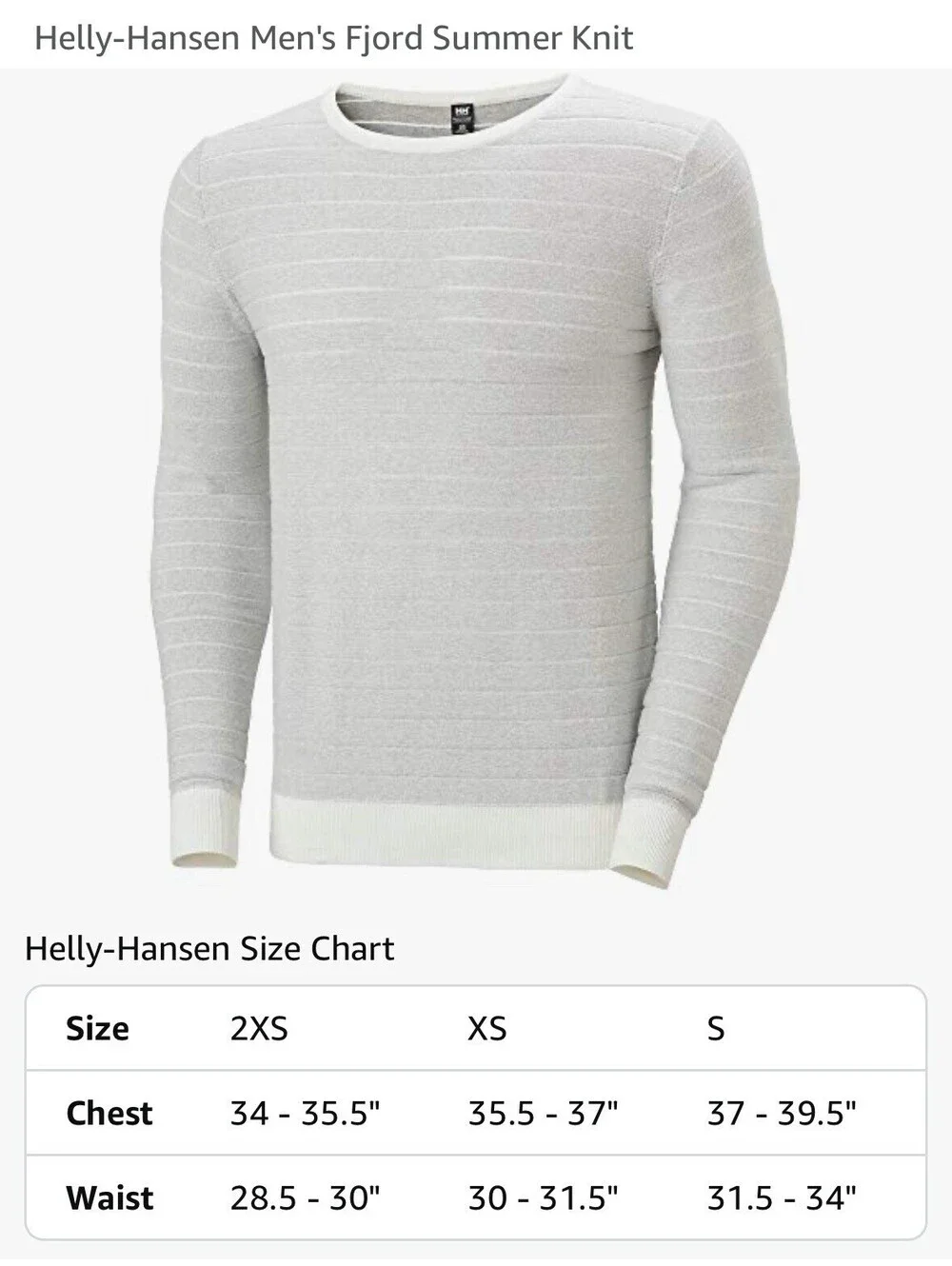 Helly Hansen Men’s Fjord Summer Knit Long Sleeve Cotton Shirt Size XS Off White